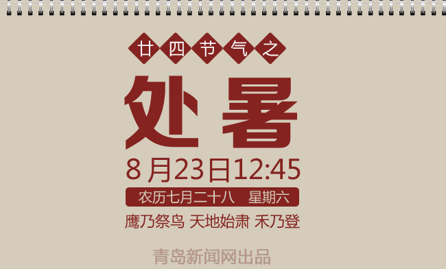 处暑2014年8月23日12:45，农历七月二十八，星期六。